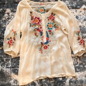 Embroidered cream tunic